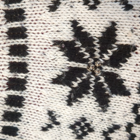 Christopher & Banks Fair Isle Embellished Sweater Black/Cream P/S - Picture 3 of 10